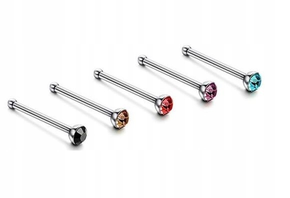 KOLCZYKI DO NOSA UCHA UST KOMPLET 5 SZT KOLORY