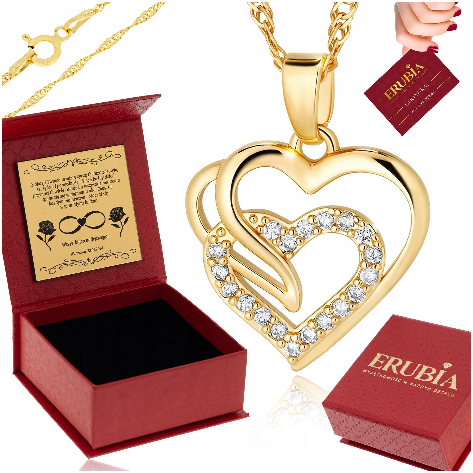 Zlatý Náhrdelník Srdce, Srdíčko Se Zirkony Pro Ni Na Vánoce Gravírování