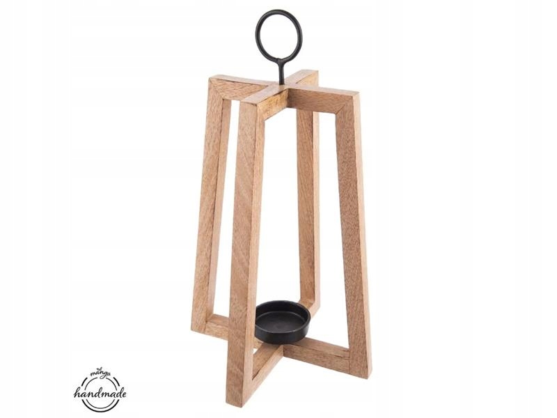 Svícen dřevo/kov Mango otevřený v. 44 cm