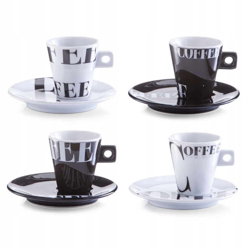 Zeller Súprava šálok s podšálkou 4ks porcelán, motív Coffee 50ml