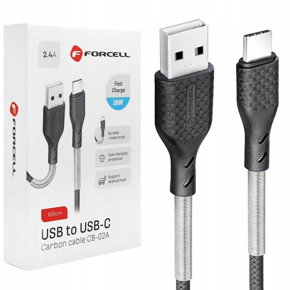 Karbonowy Kabel USB USB-C 18W Android Auto