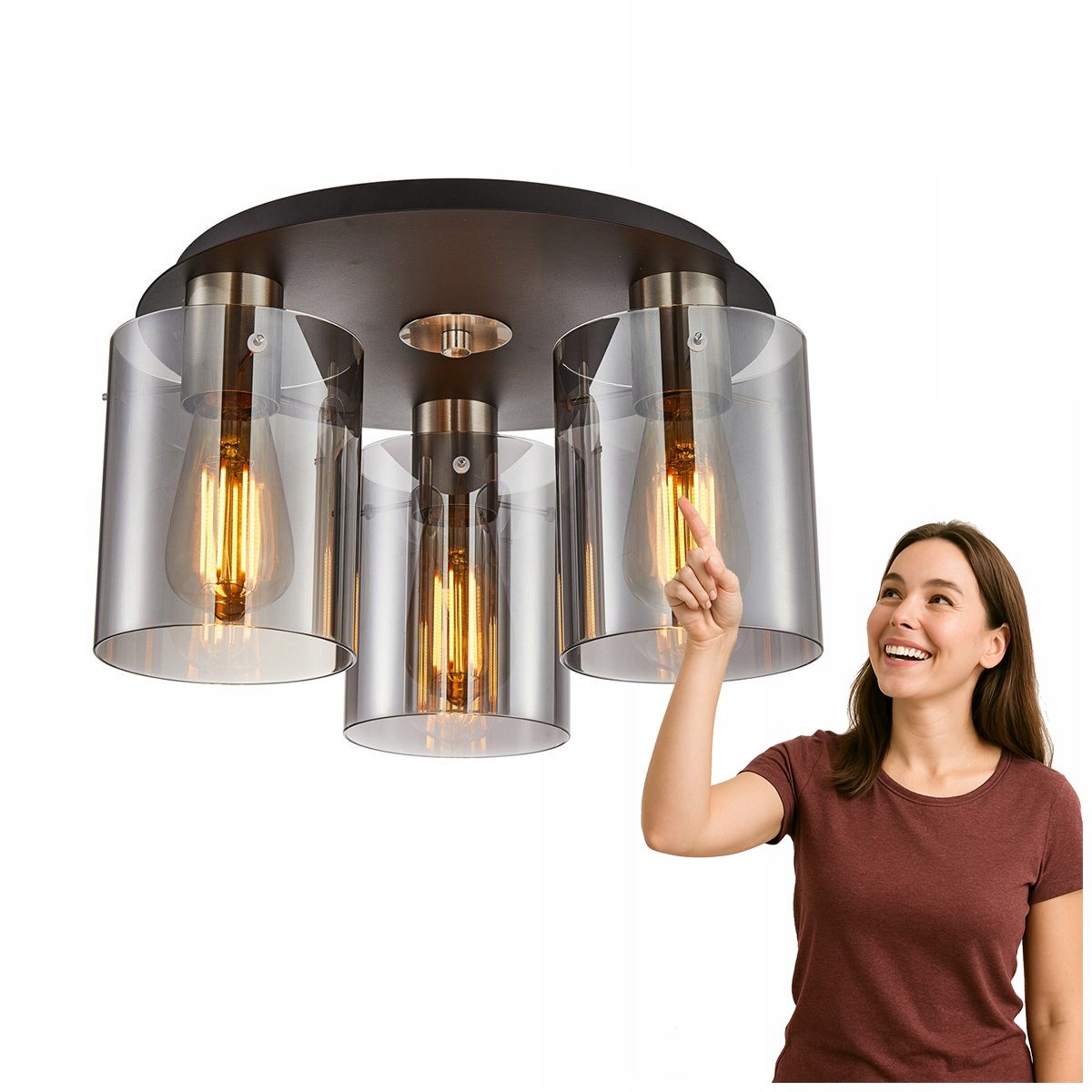 Stropná lampa Sardo nikel-saténová 3xE27 Italux