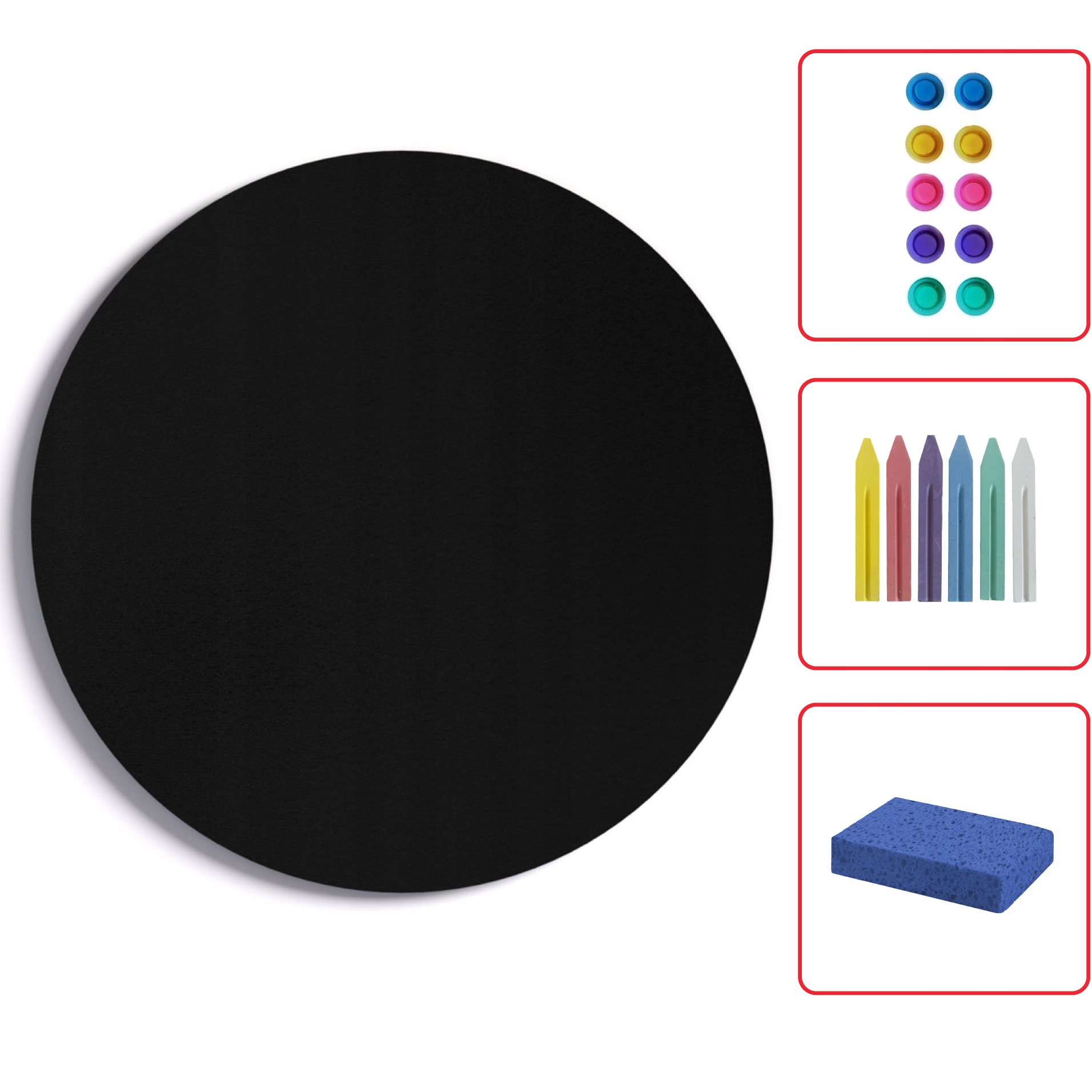 Tablica magnetyczna Okrągła czarna 40 cm panel bezramowy