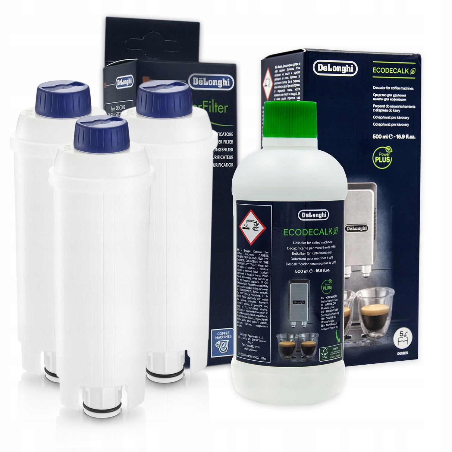 3x Filtr do kávovaru Delonghi DLSC002 EcoDecalk 5513291781 500 ml