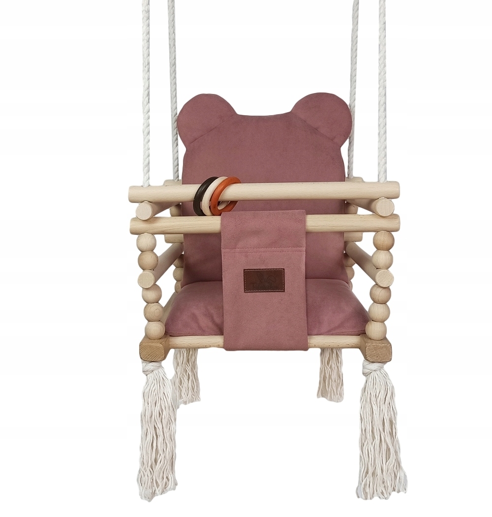 HUŚTAWKA DLA DZIECI Do Domu Drewniana MIŚ 170cm BRUDNY RÓŻ Prezent Kod producenta 32113