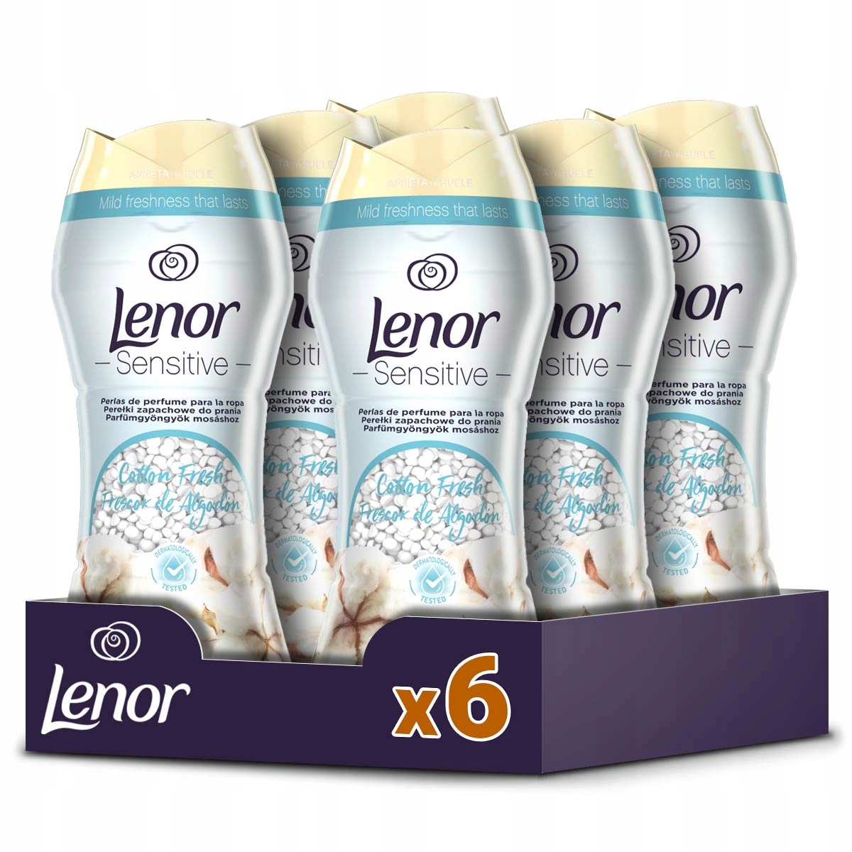 Zestaw Lenor perełki zapachowe Sensitive Cotton Fresh 6x210 g