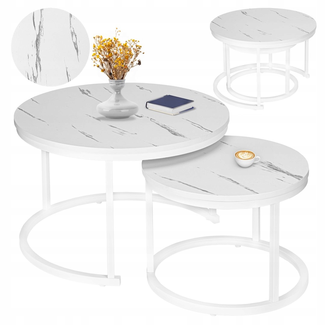 Sada loftových stolků Bílý Galen Bílý Marmor