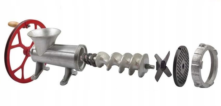 Maszynka 32 MIĘSA Nadziewarka KOŁA Lejki 4 sita Kolor dominujący srebrny/szary