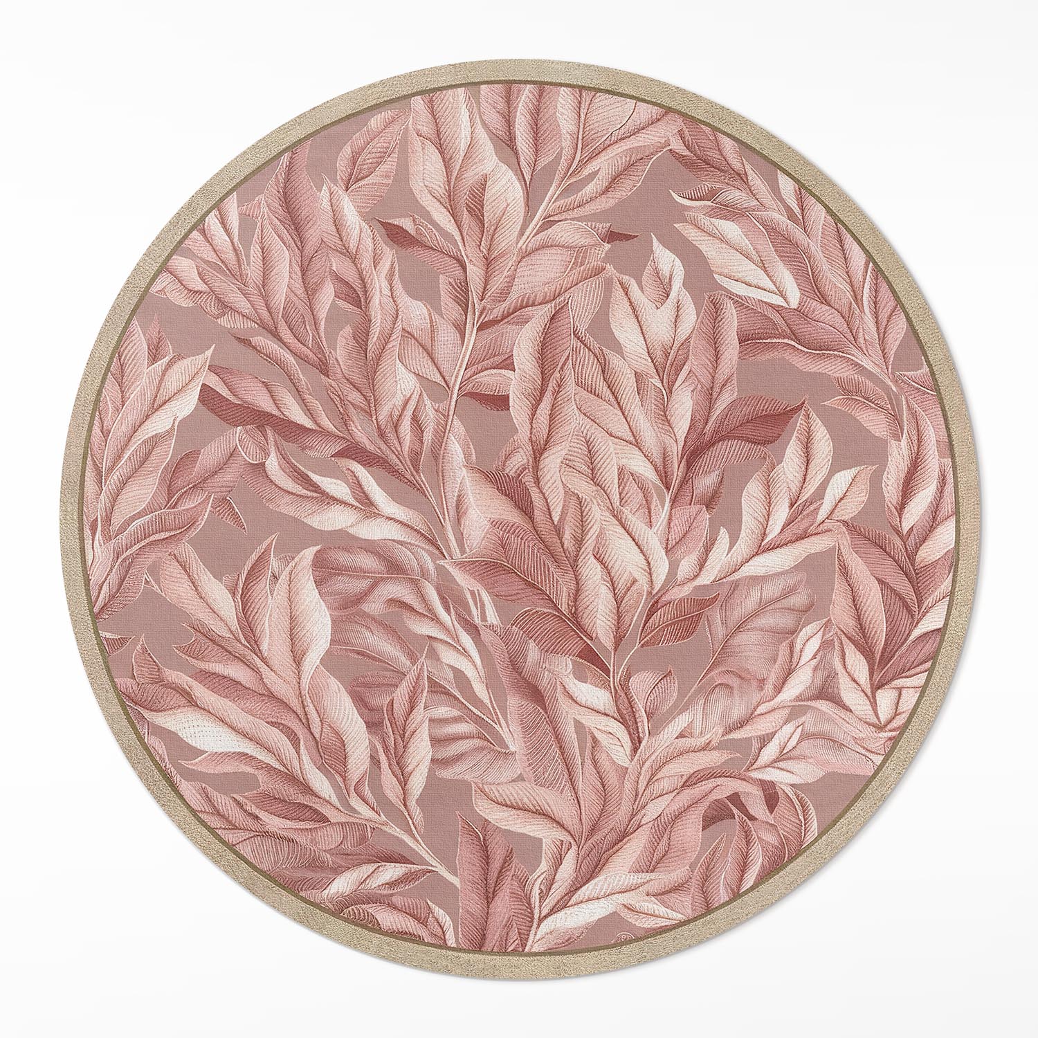 Moderní Kulatý Koberec koberec Jemné pastelové listy boho ⌀ 90 cm