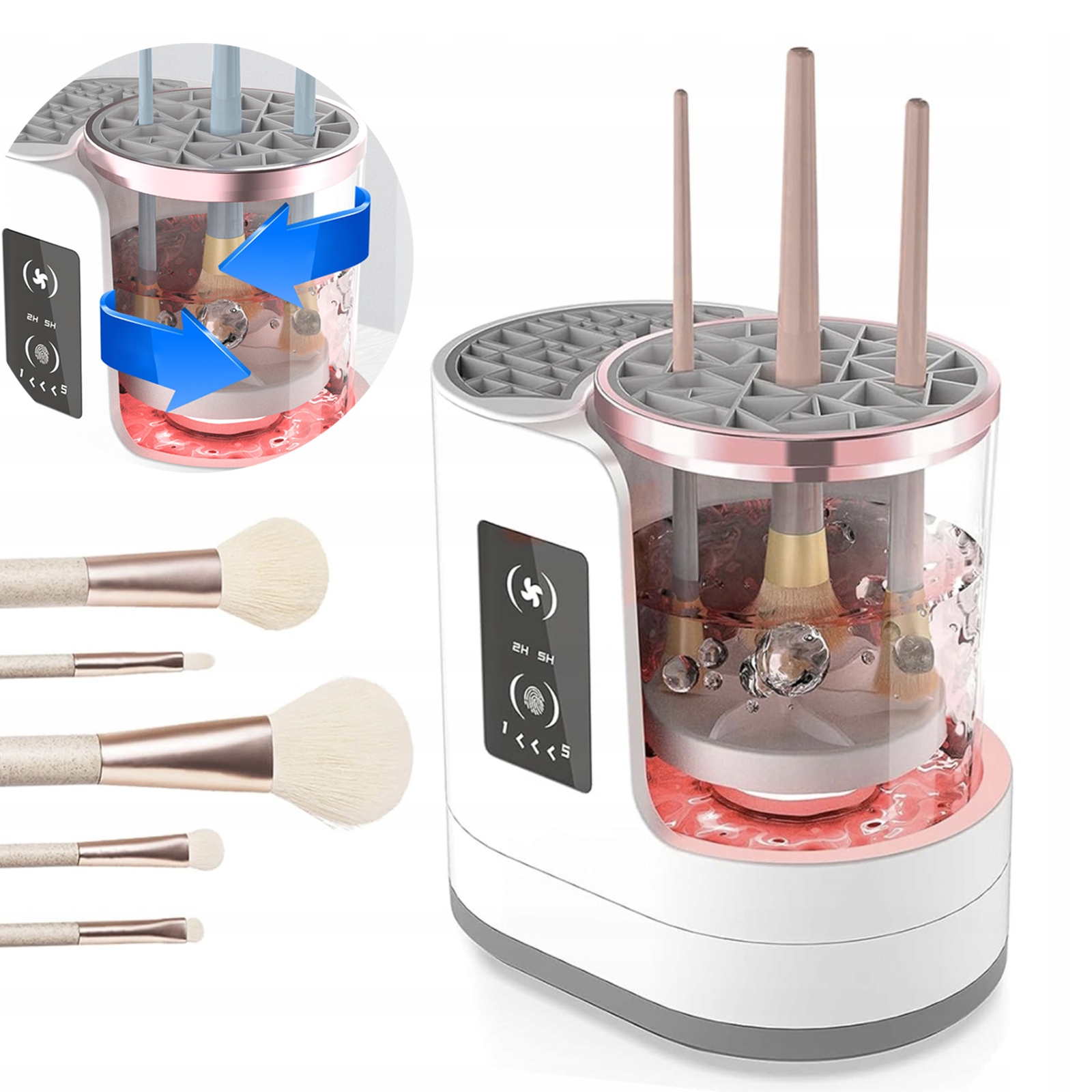 Elektrický čistič štětců na make-up 3 v 1, čisticí prostředek, suchý a skladovací