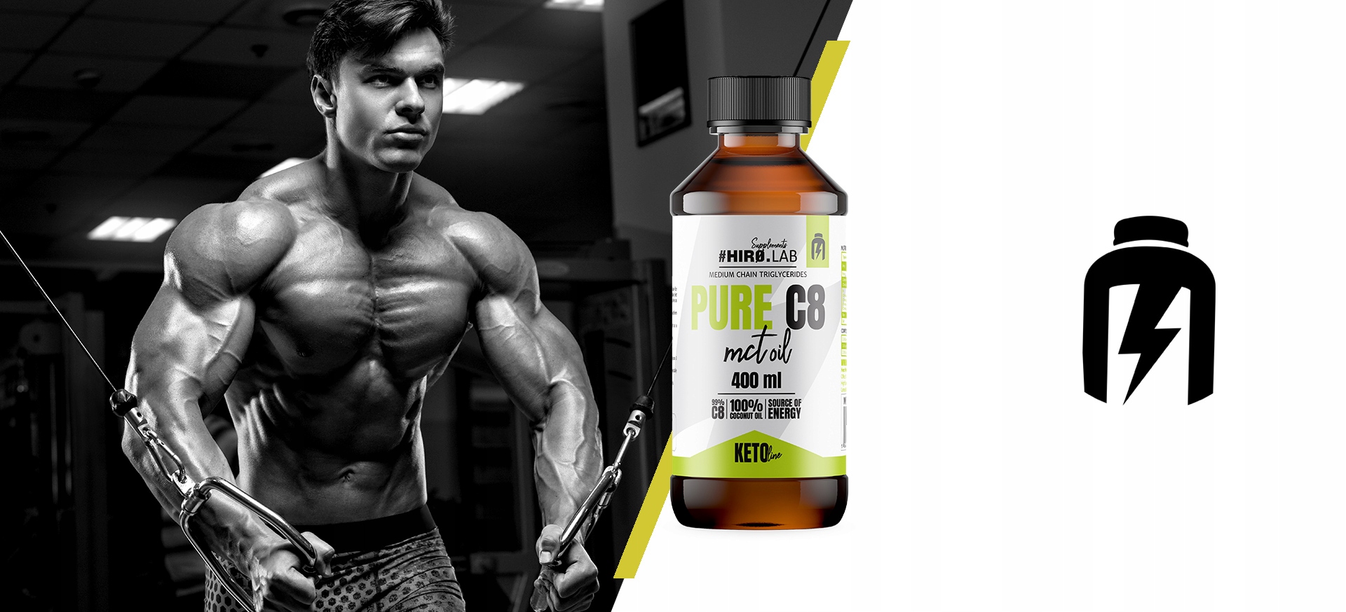 Hiro.Lab MCT Oil C8 400ml OLEJ ENERGIA DOBRE KWASY Cechy brak