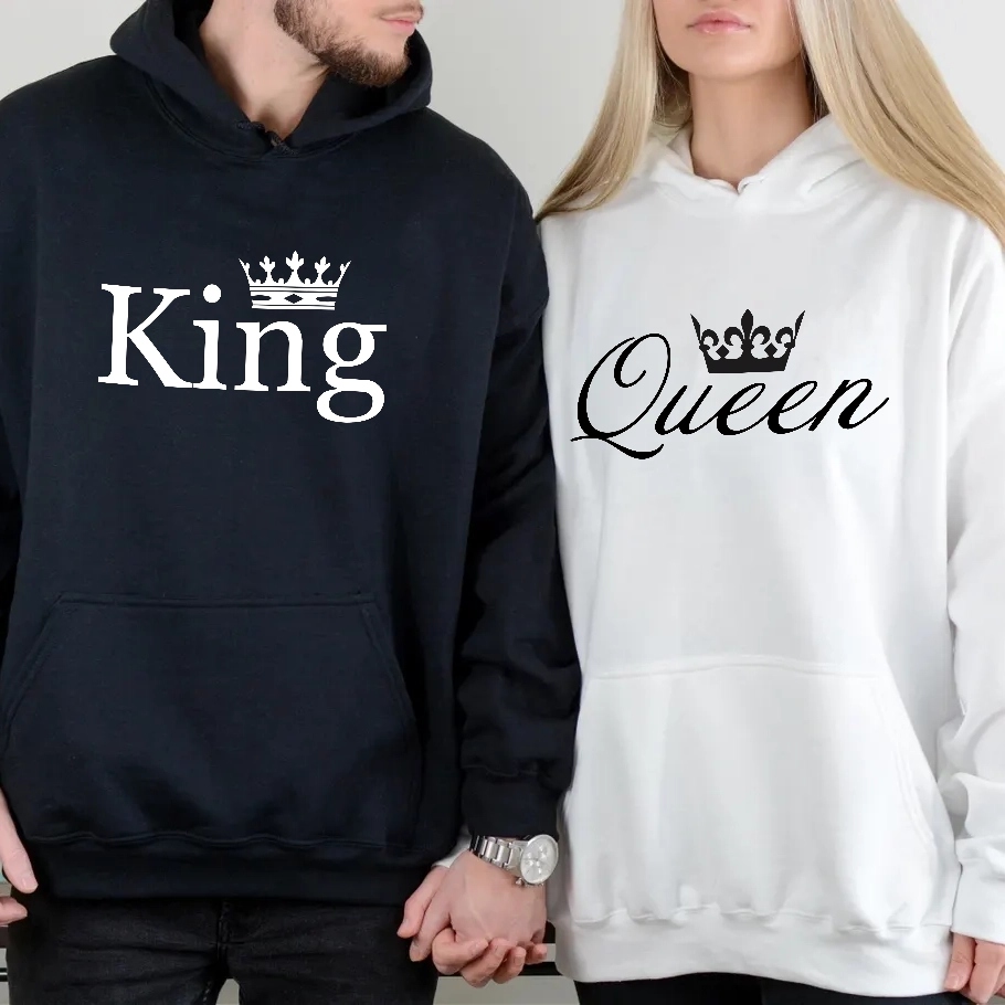 Set Bavlněná Mikina pro pár zamilovaných na výročí Queen & King S