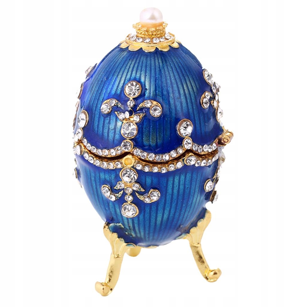 Modré velikonoční kovové řemeslné dárkové květinové vyšívání pouzdro na šperkovnice  ruské vejce za 351 Kč - Allegro