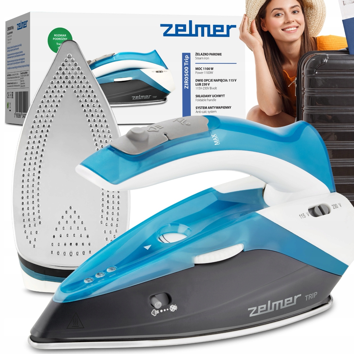 Żelazko Zelmer Parowe Do Ubrań Podróżne Składane Przenośne Turystyczne Moc