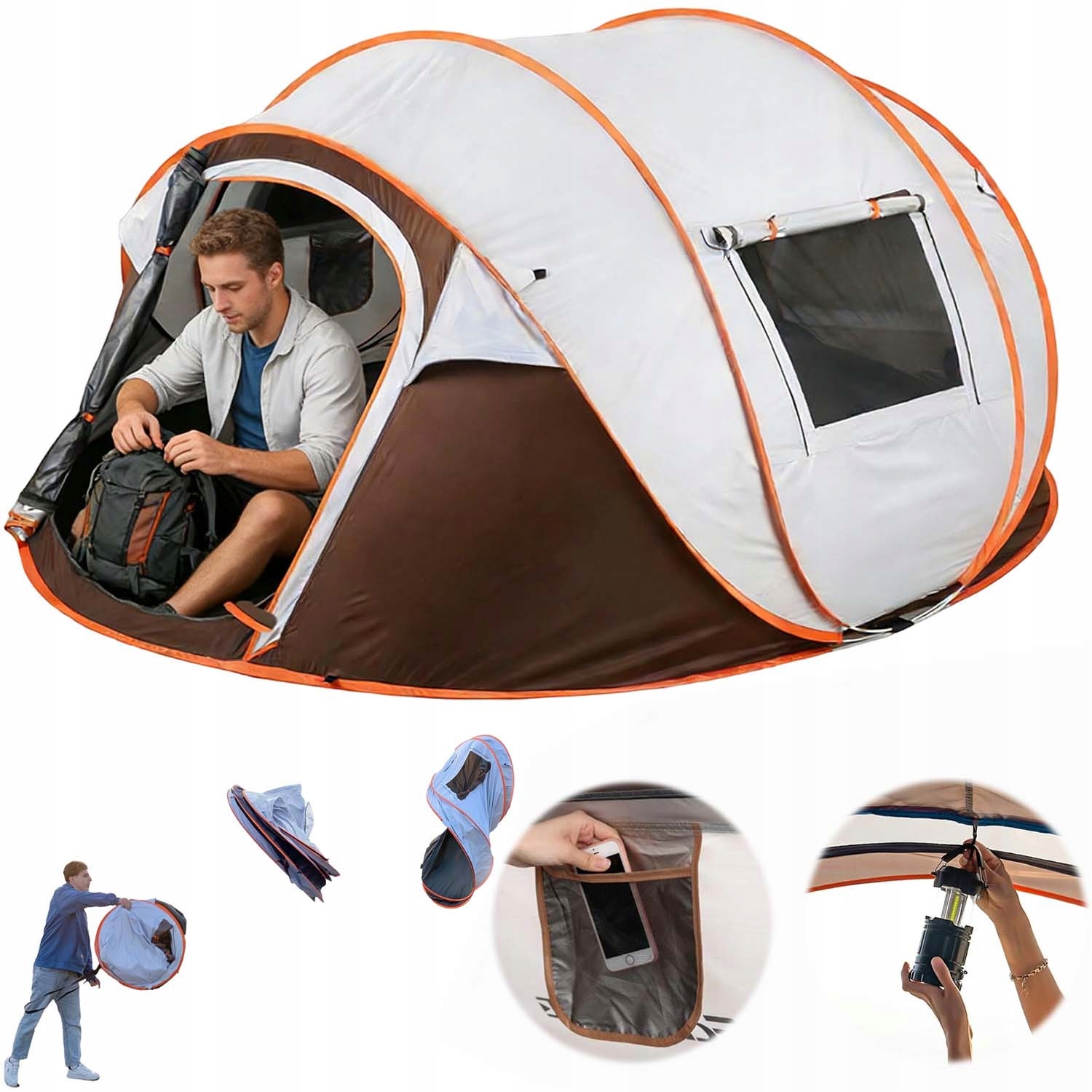 Namiot Kempingowyy 5-6 Osobowy Samorozkładający Składany Na Wędrówkę, Plażę