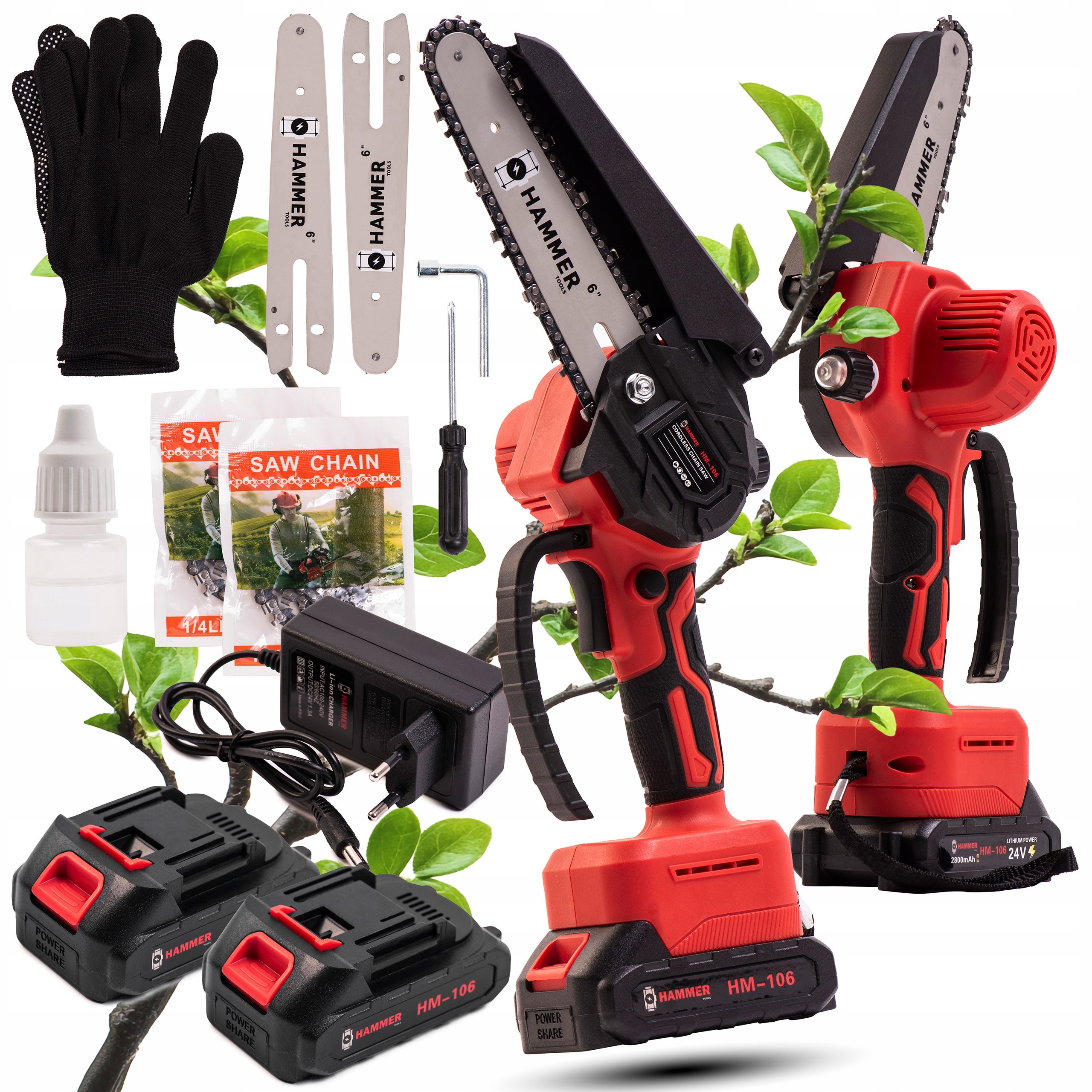 Aku Řetězová Pila Mazání Mini 2xBAT 2xPR 2xLA Větev