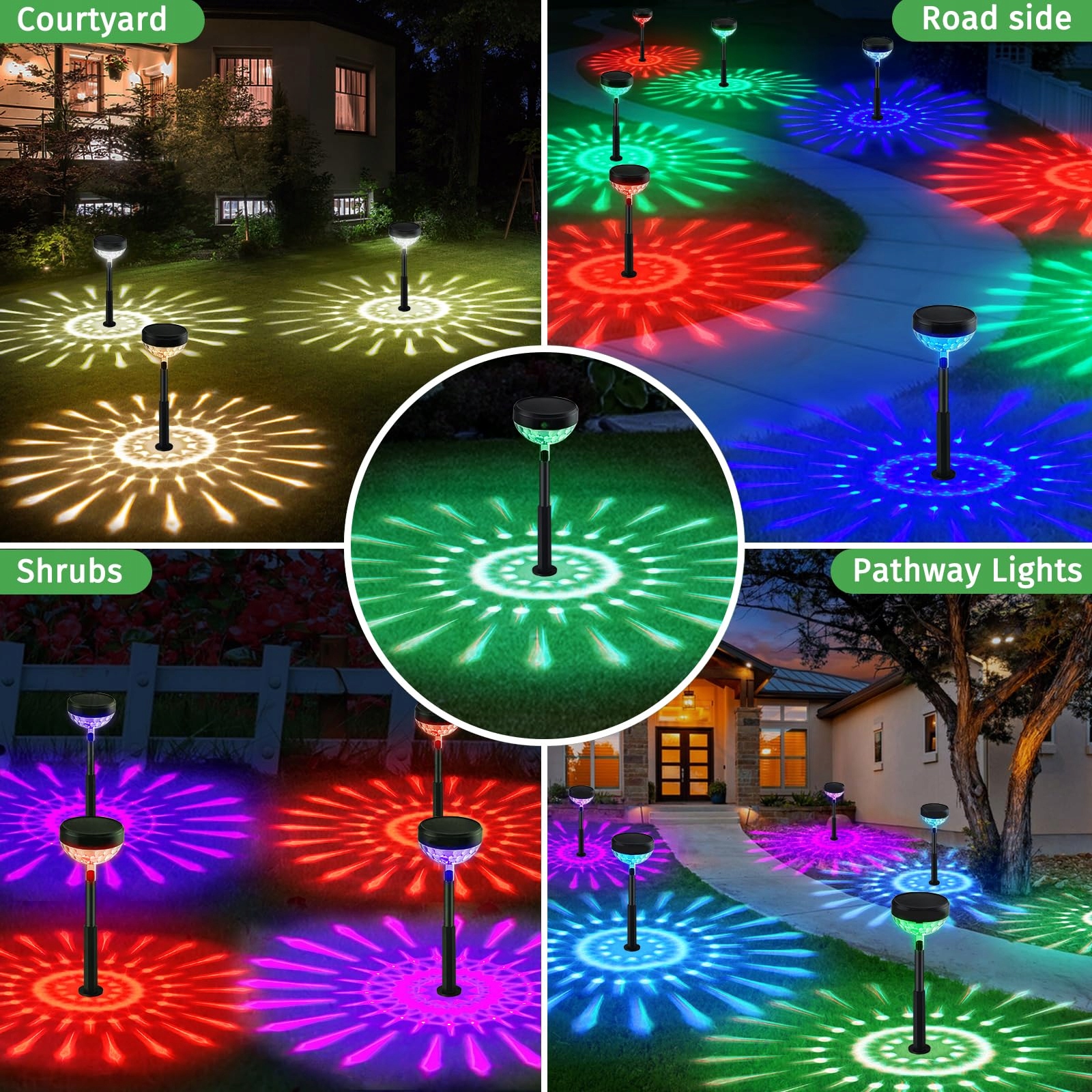 SONPEN Solarlampy Zewnętrzne LED Ogród RGB IP65 8 Sztuk 1200mAh — miniatura 6