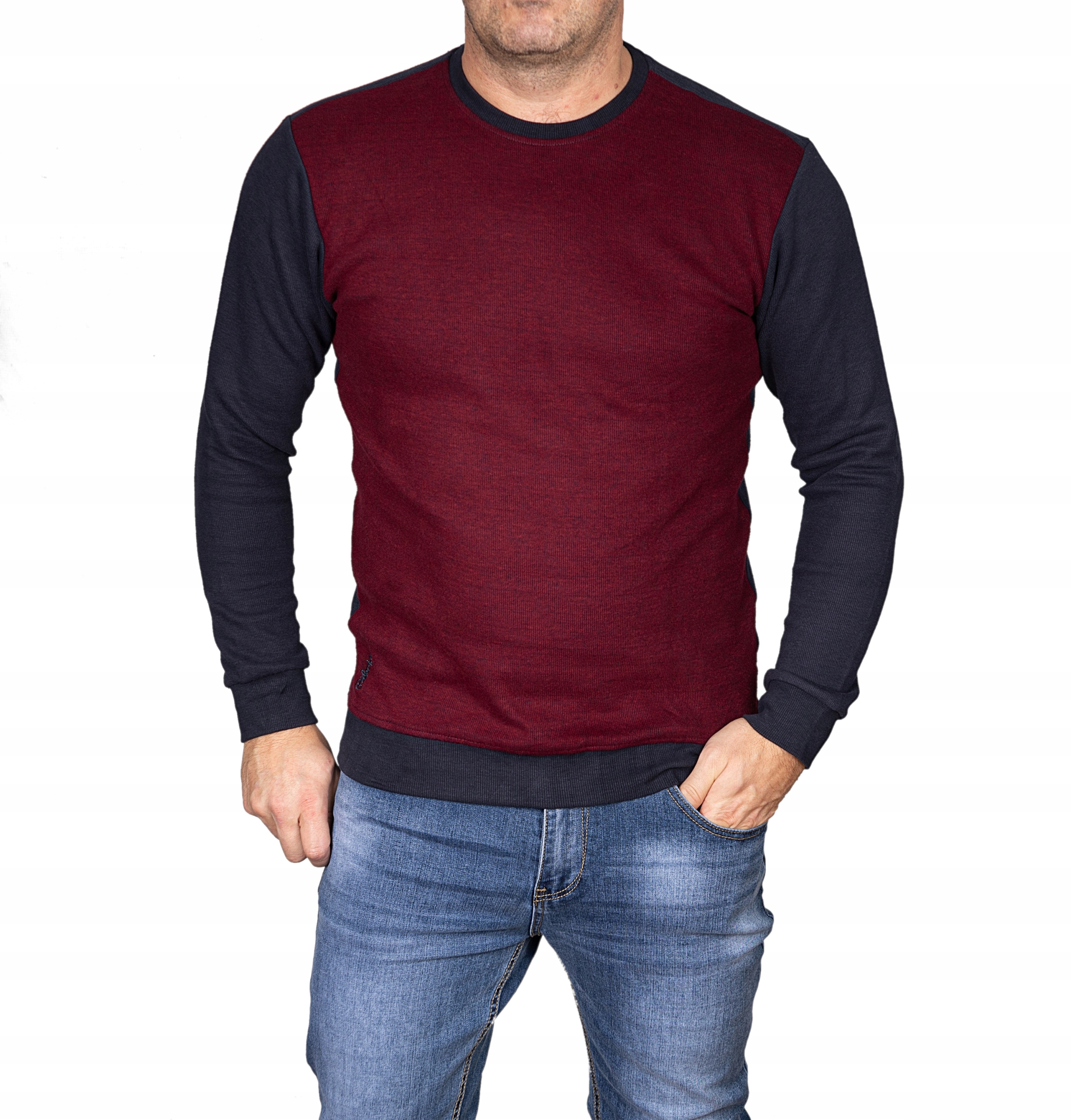

Sweter męski bordo klasyczny slim bawełniany XXL
