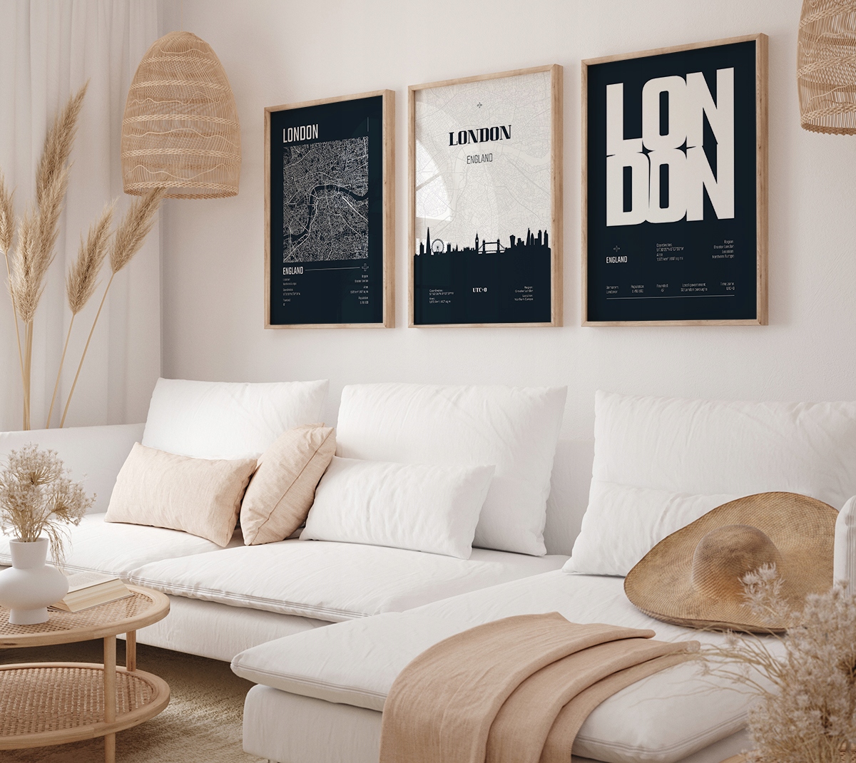 Sada 3 plakátů 70×100 cm Město v Londýně do obývacího pokoje