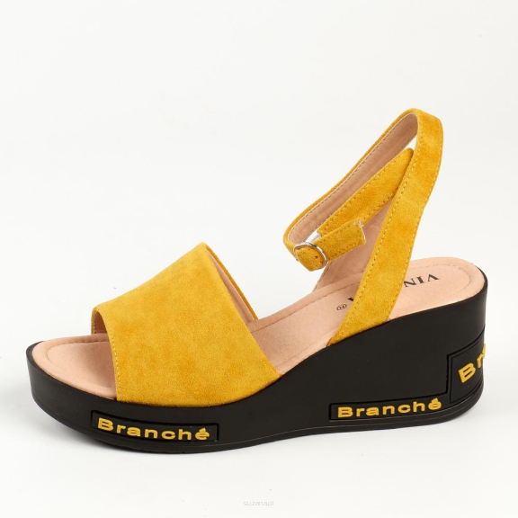 

Żółte sandały damskie naKoturnie Vinceza 10718 r38