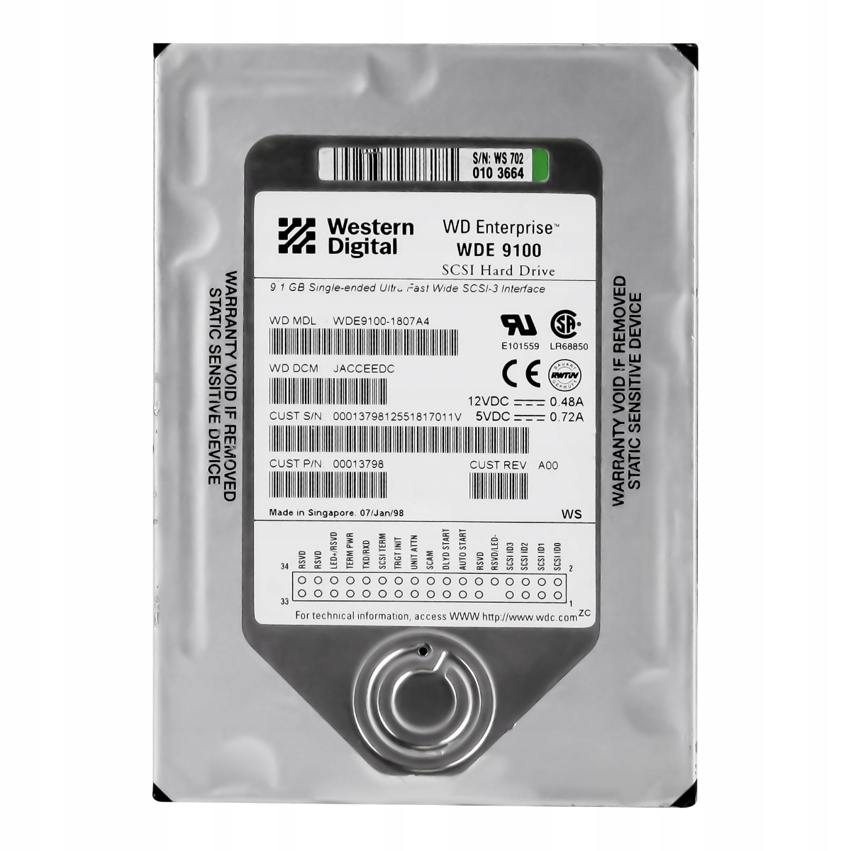 Wd Enterprise 9.1GB 7.2K Scsi 3.5'' WDE9100-1807A4