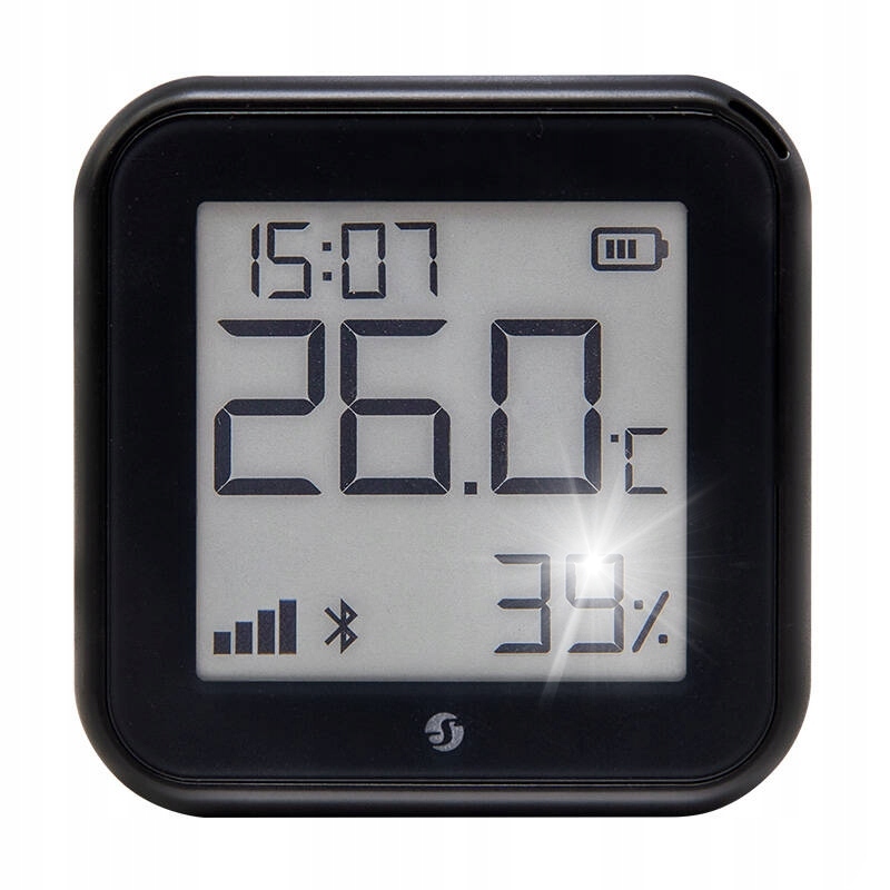 SHELLY H&T Gen 3 Matte Black Wyświetlacz z czujnikiem temperatury i wilgotności czarny — 12