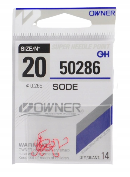 Nr 20 Haczyki 50286 Sode Owner Wyczynowe Cienkie Czerwone