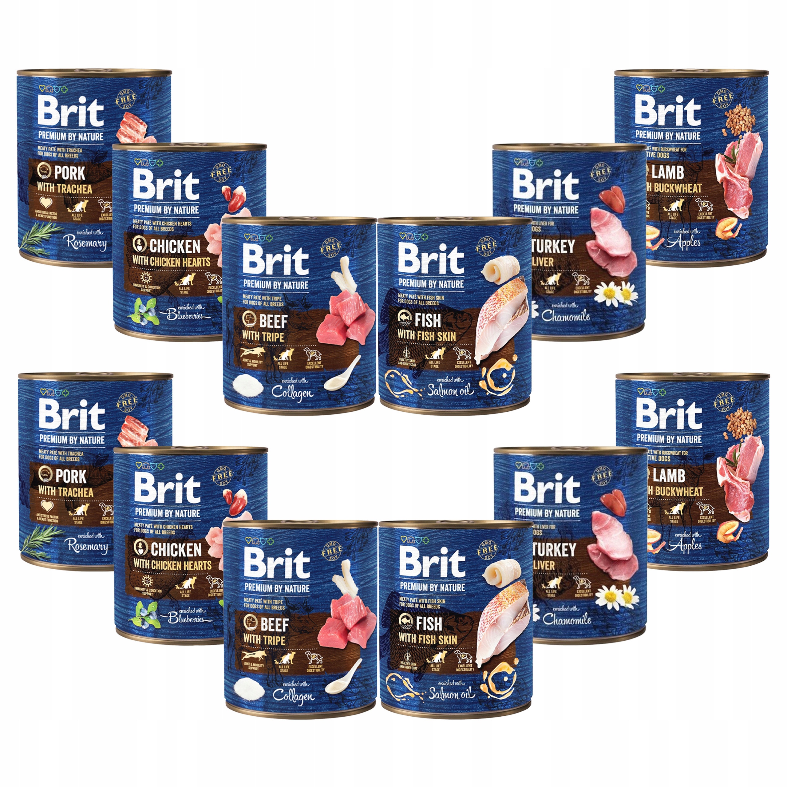 Levně Brit By Nature Krmivo mokré pro psa mix chutí 12 x 800 g Adult Bezobilné
