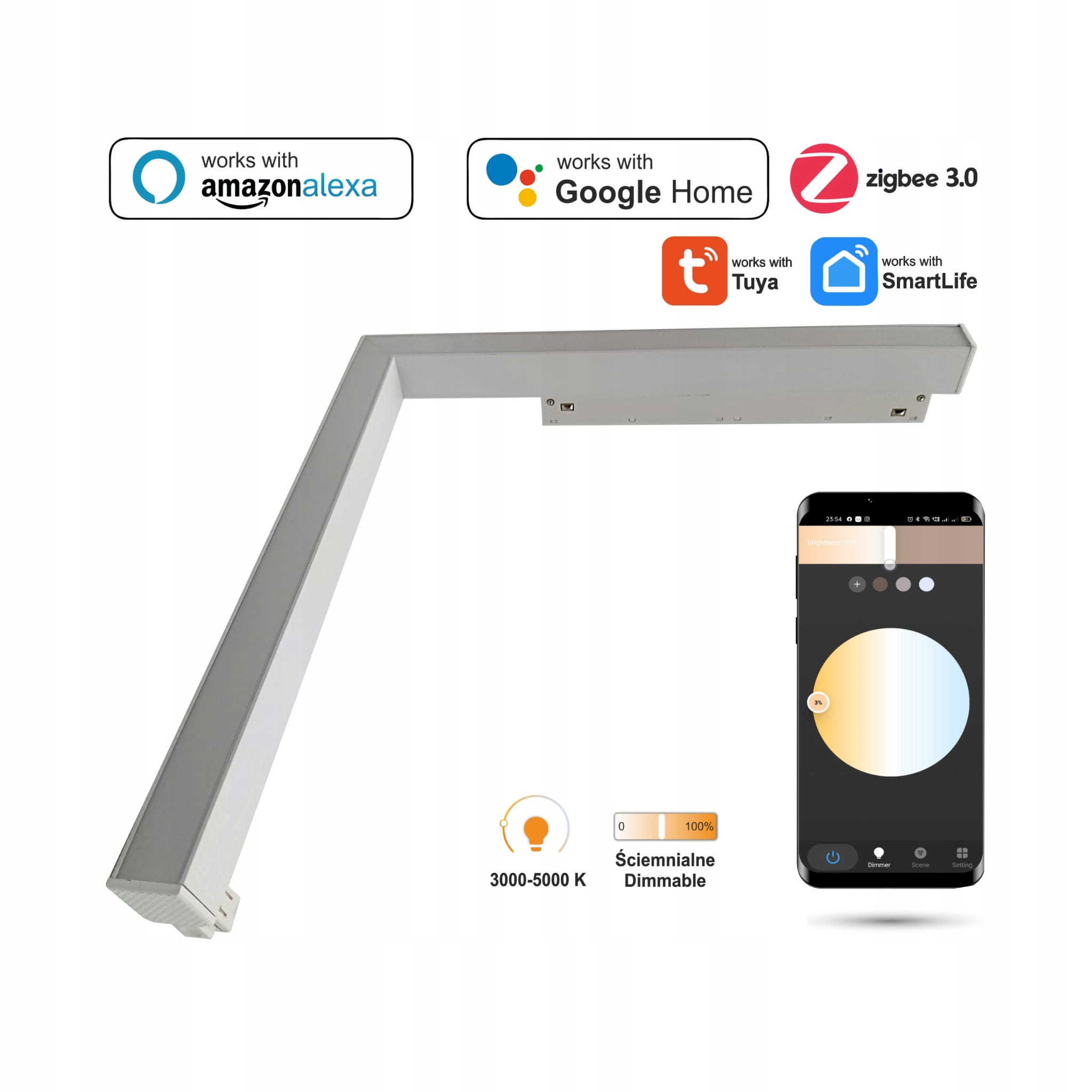 Led reflektor Zigbee Ultron 16W Biely Smart Track 48VDC 3000-6500K
