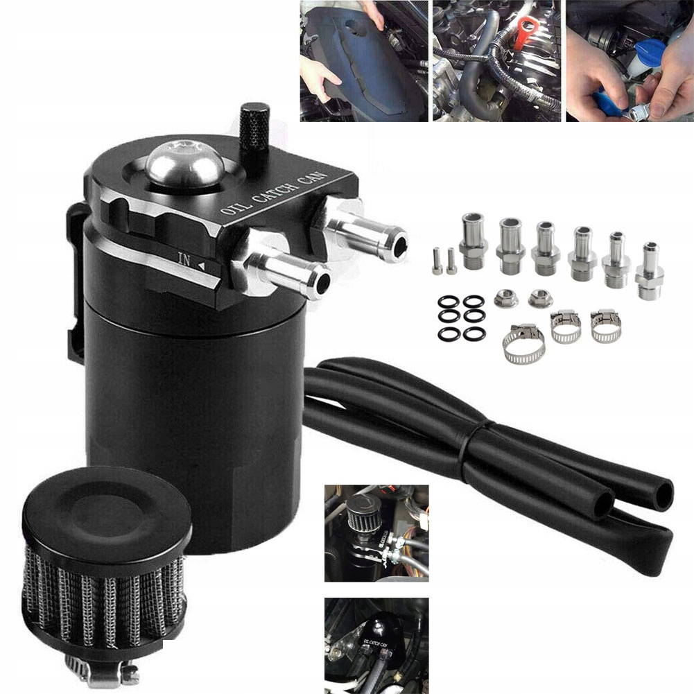 Oil Catch Tank Black Odlučovač oleje sada s filtrem Krátké 11 A 13 A 15 mm