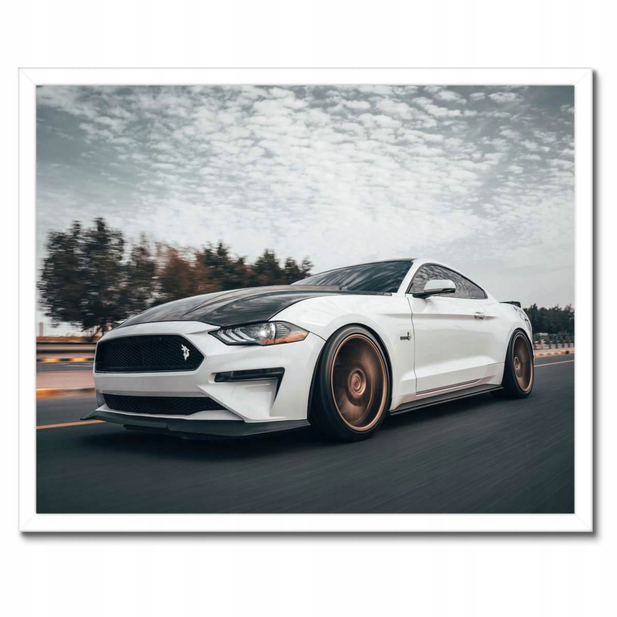 Plakáty v rámu 50x40 Bílý Ford Mustang Auto