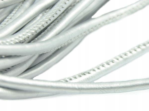 RZ089Z Rzemień Syntetyczny Szyty 4mm srebrny 1 m