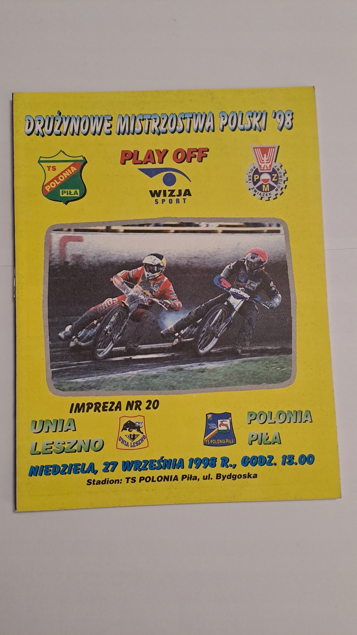 POLONIA PIŁA - UNIA LESZNO 27-09-1998- PROGRAM ŻUŻLOWY CZYSTY