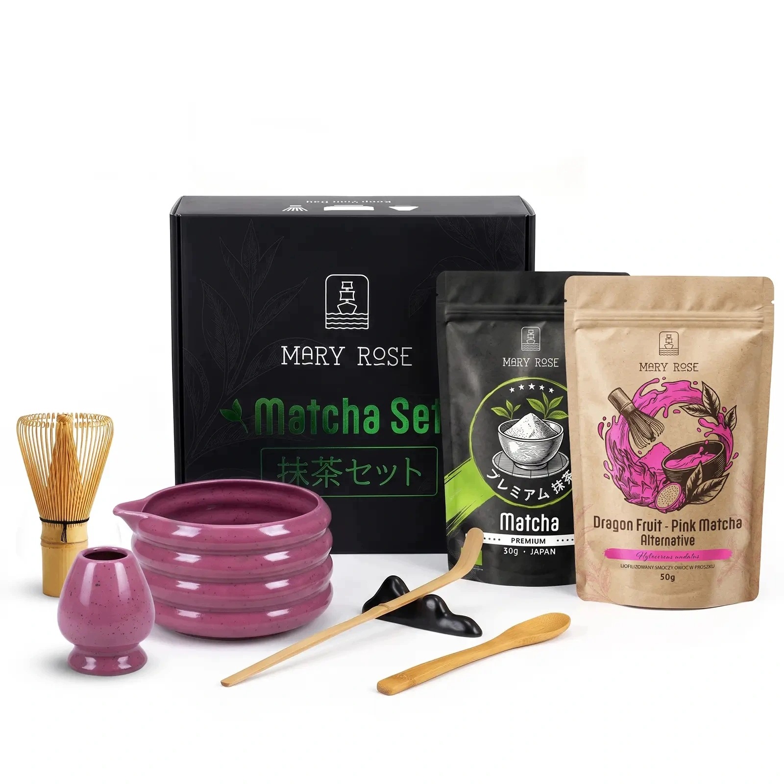 Dárková sada Matcha japonská Bio Premium 30 g Pink Matcha 50 g Chasen