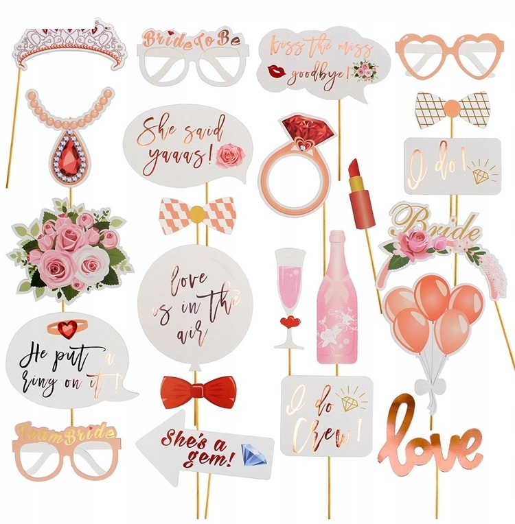 REKWIZYTY ŚLUBNE FOTOBUDKA ZDJĘCIA - 23pcs wedding