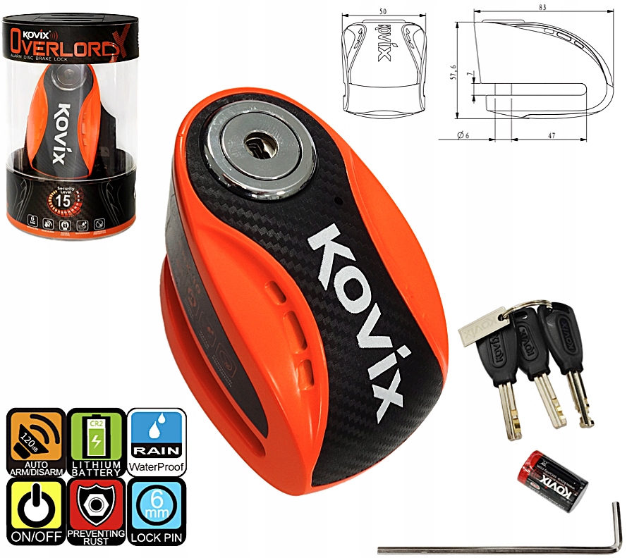 Motocyklové Blokování Brzdového Kotouče S Alarmem Kovix, Velký Motocyklový Skútr