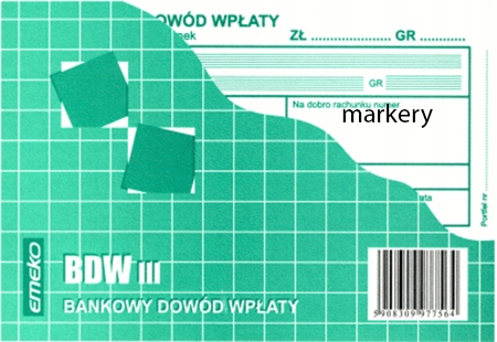 

Druk Bankowy Dowód Wpłaty Bdw III A6 1+2