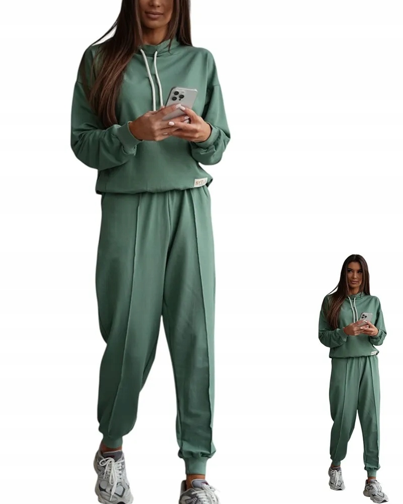 Dámský Teplákovka Bavlněný komplet bez kapuce S 36 khaki