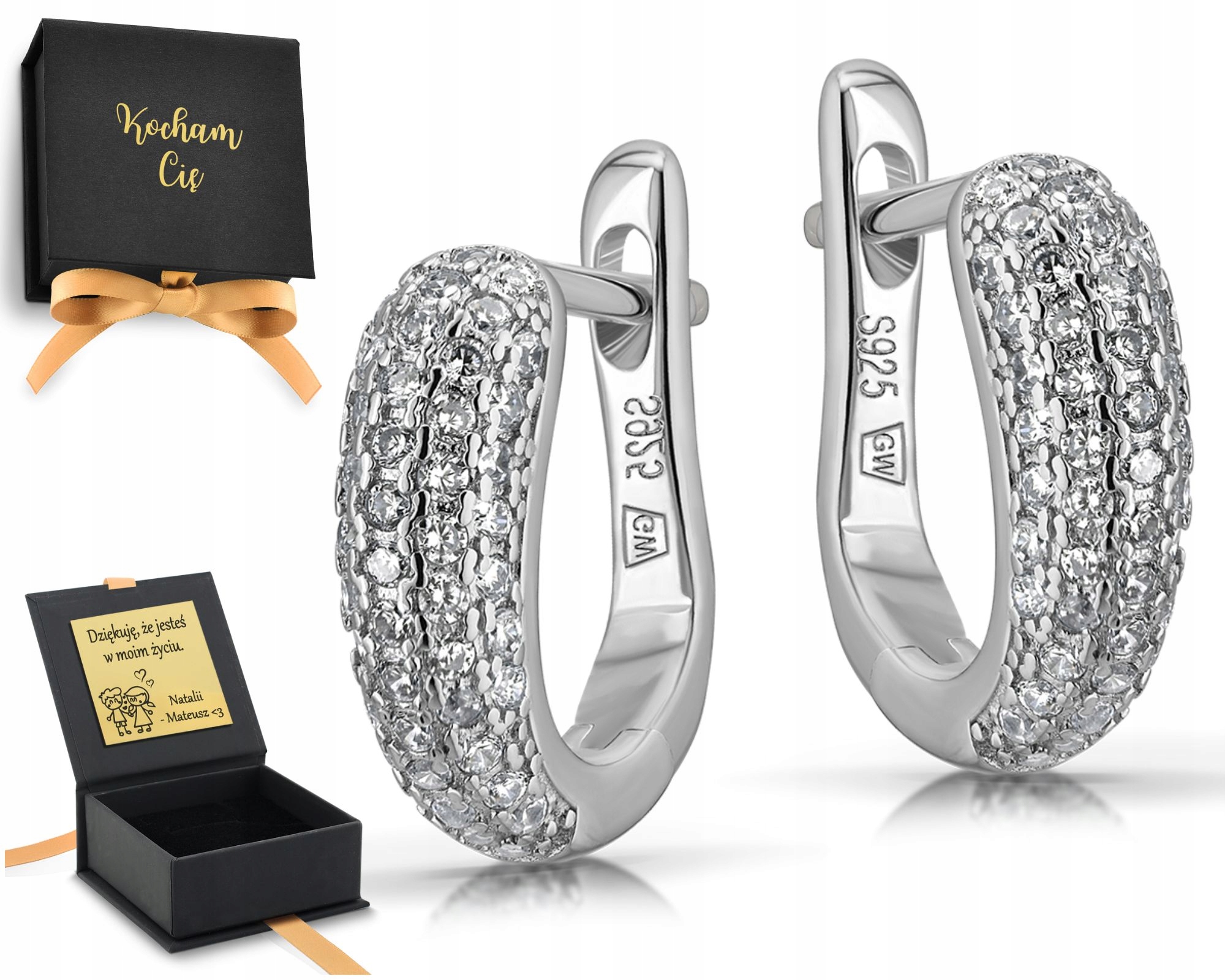 Stříbrné náušnice s anglickým zapínáním a zirkony 925