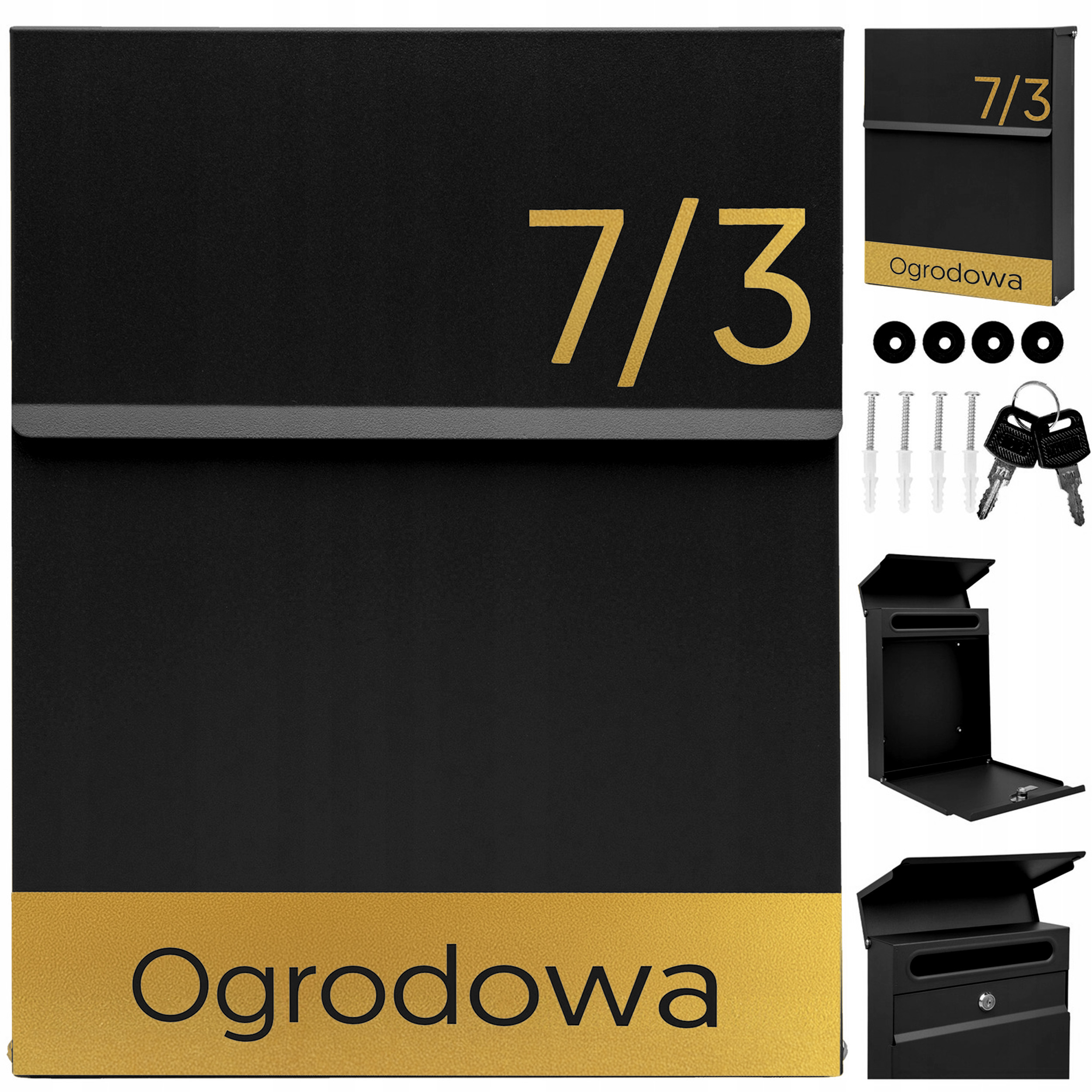 Slim Schránka Na Poštovní Dopisy Černá Vzor Nápis