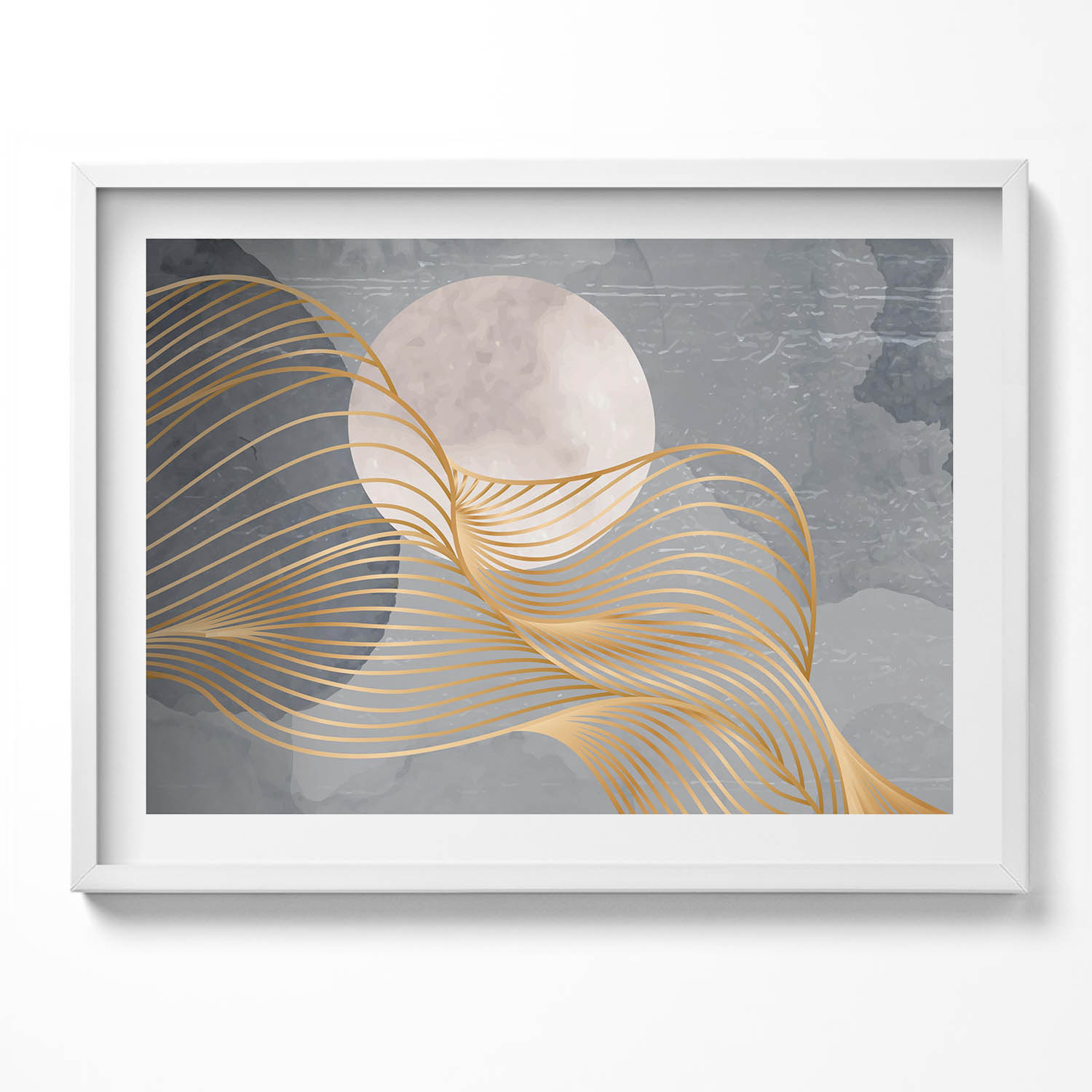 Nástěnný obraz v rámu s grafikou Abstraktní ilustrace měsíce 80x60 cm
