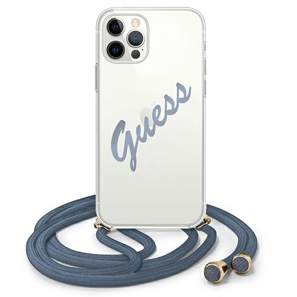 Pouzdro Pro Iphone 12/12 Pro Guess Script Vintage Hardcase Modré