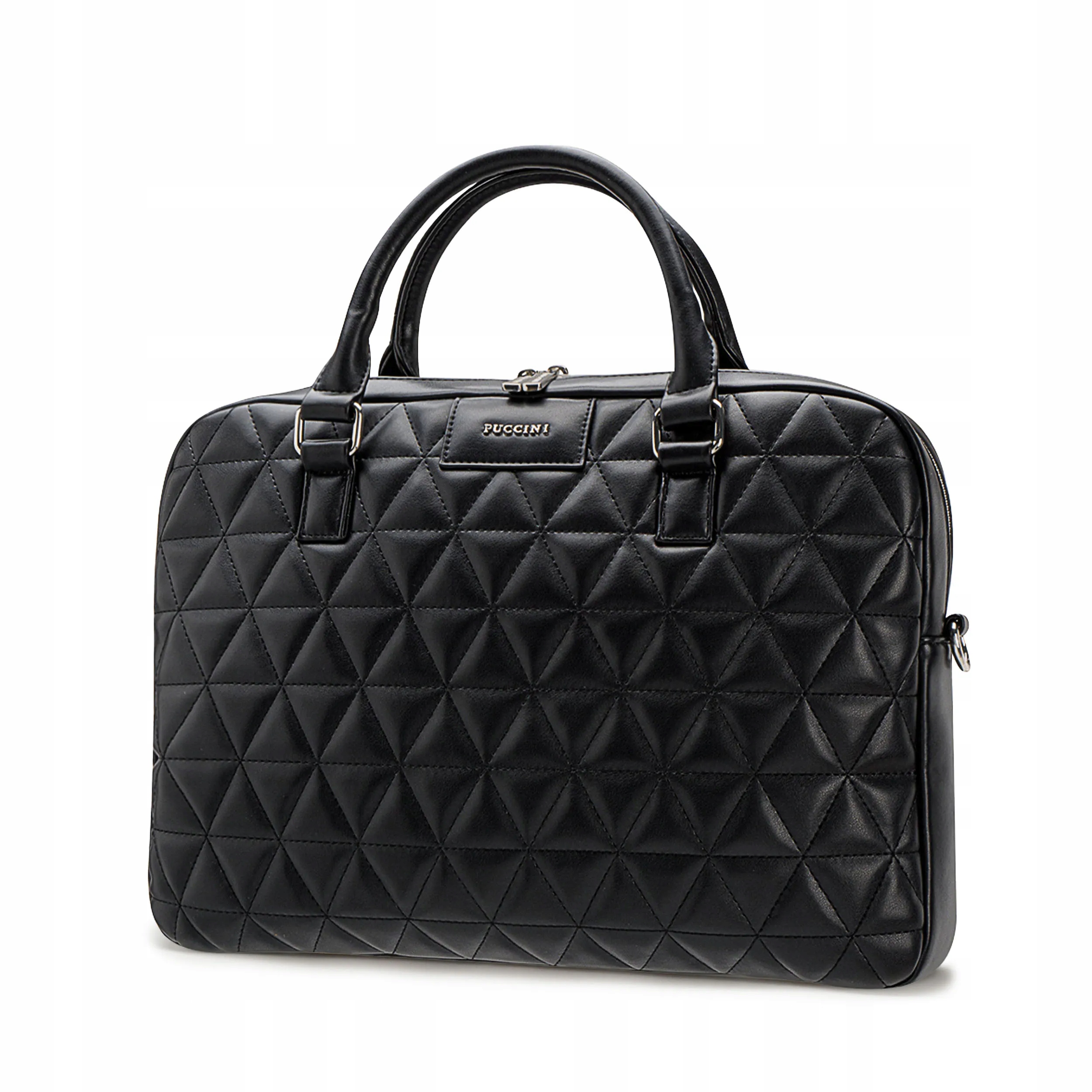 Torba Na Laptopa Damska Pikowana do Pracy 15'' Puccini Czarna BLXP0137L-1