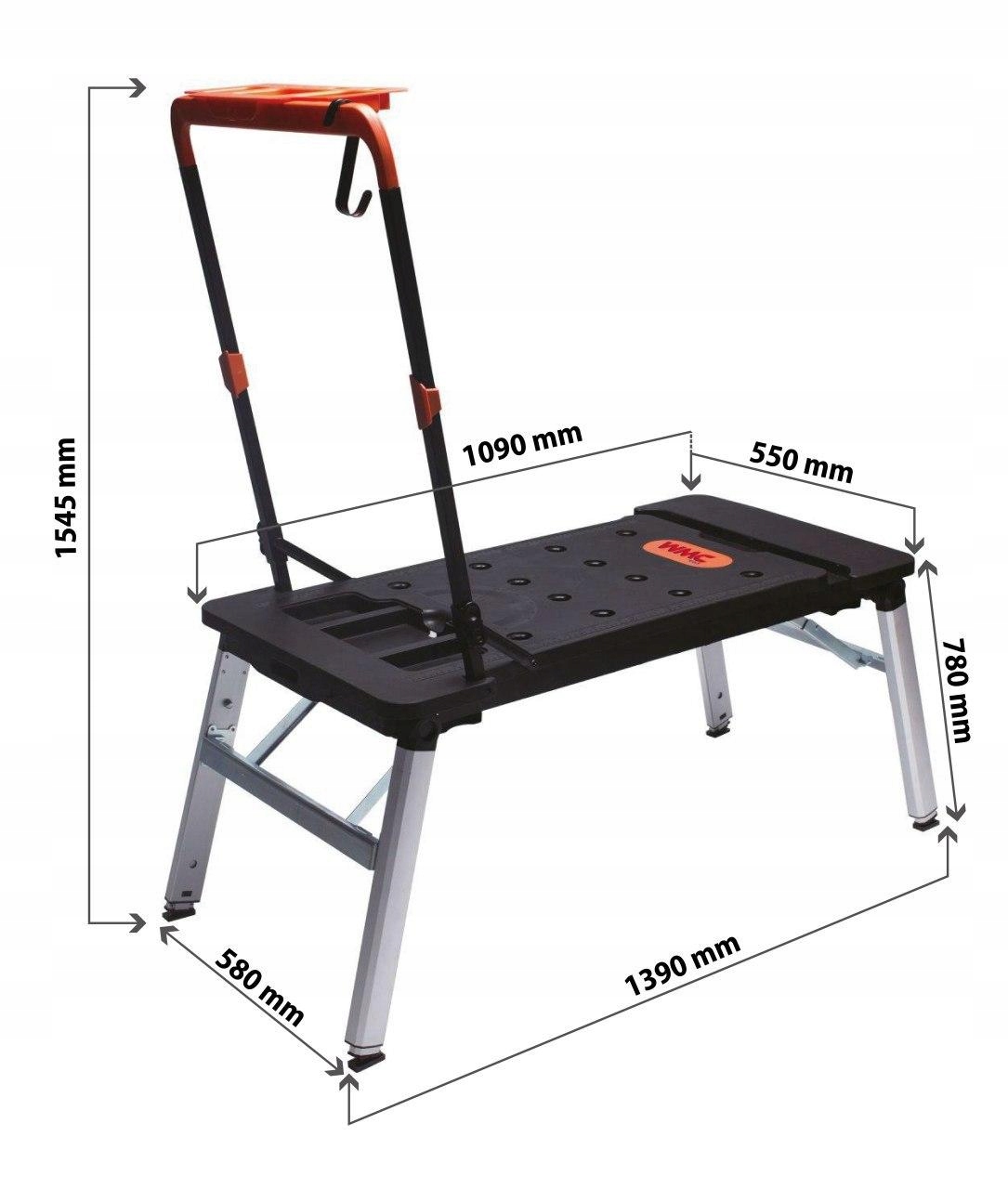 STOL WARSZTATOWY 7w1 SKLADANY ROBOCZY WOZEK WMC Weight with packaging 15 kg