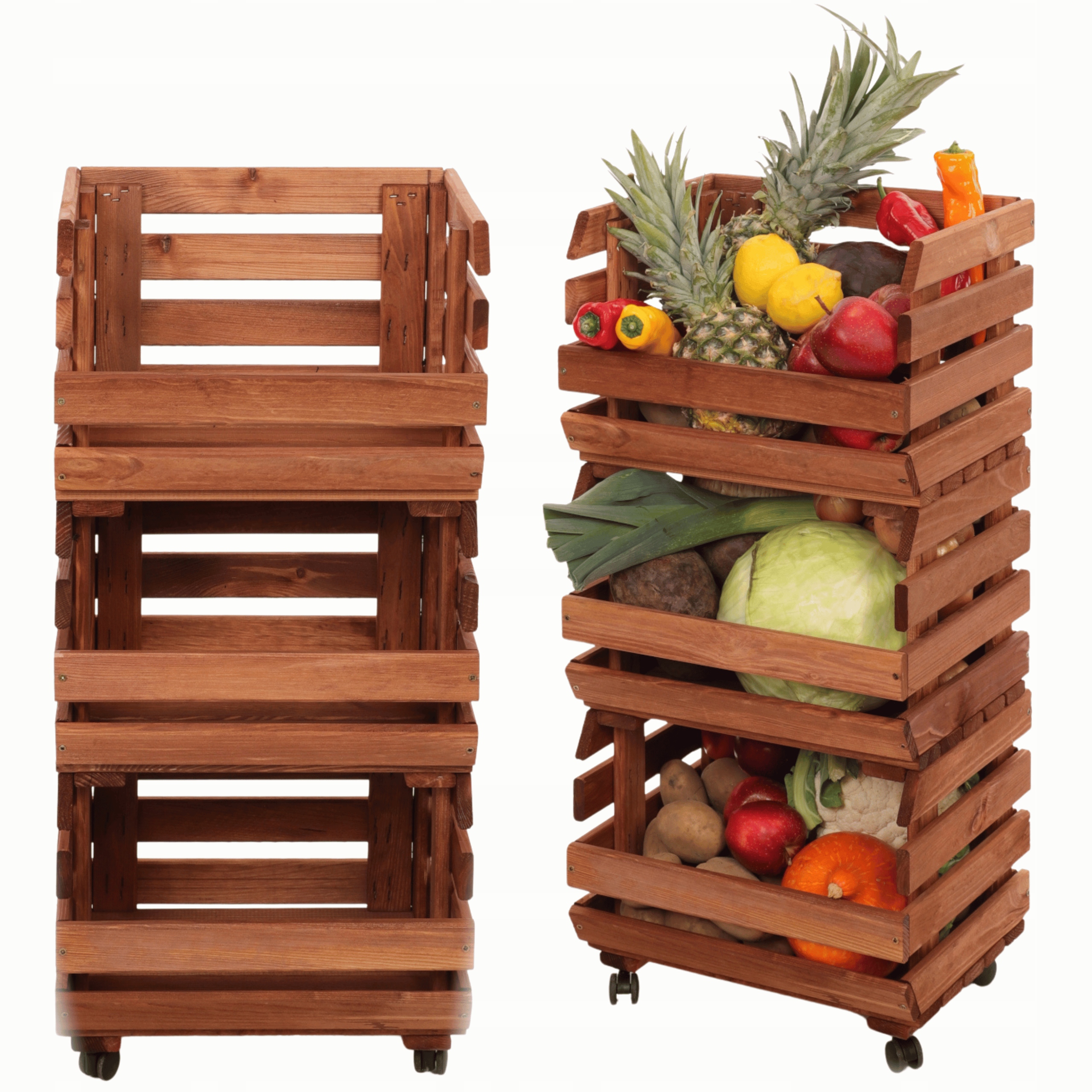 Škatule na kolieskach regál boxy zelenina 3 boxy impregnácia 81x40x30