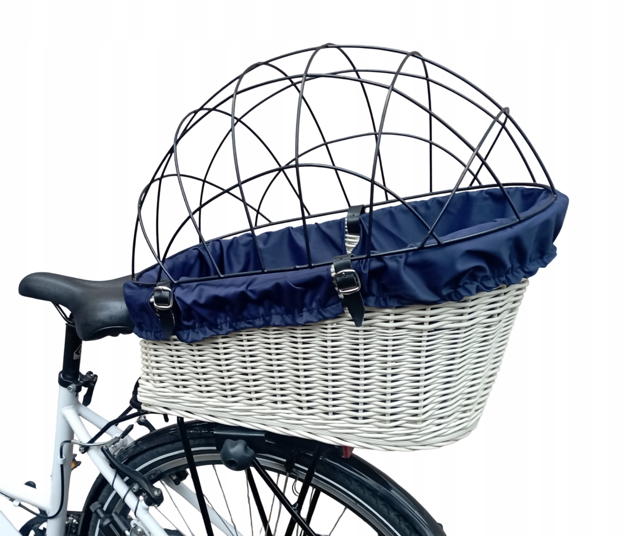 Kosz wiklinowy na rower z wkładem i poduszką Koszyk na Bagażnik dla Psa