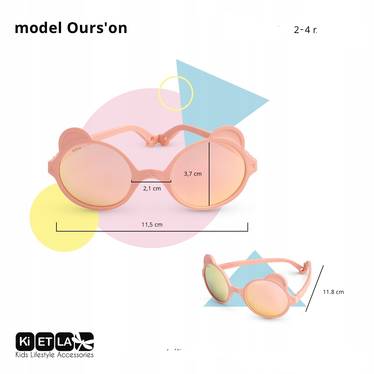 Ki ET LA Okulary Przeciwsłoneczne Dziecięce KiETLA OURSON Light Pink 2-4 Materiał oprawki guma