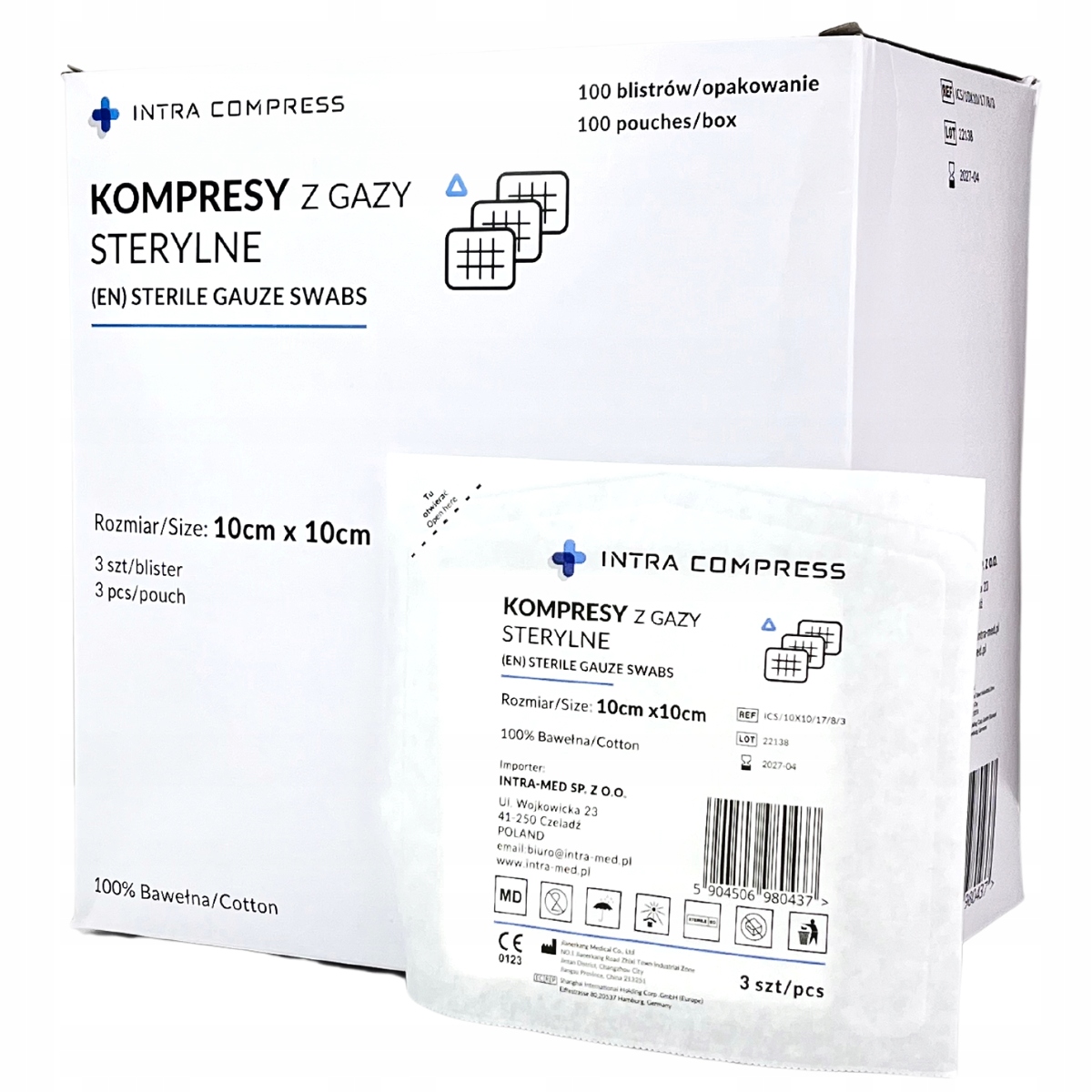 

Jałowy kompres z gazy 10x10cm 17N 8W 100szt.