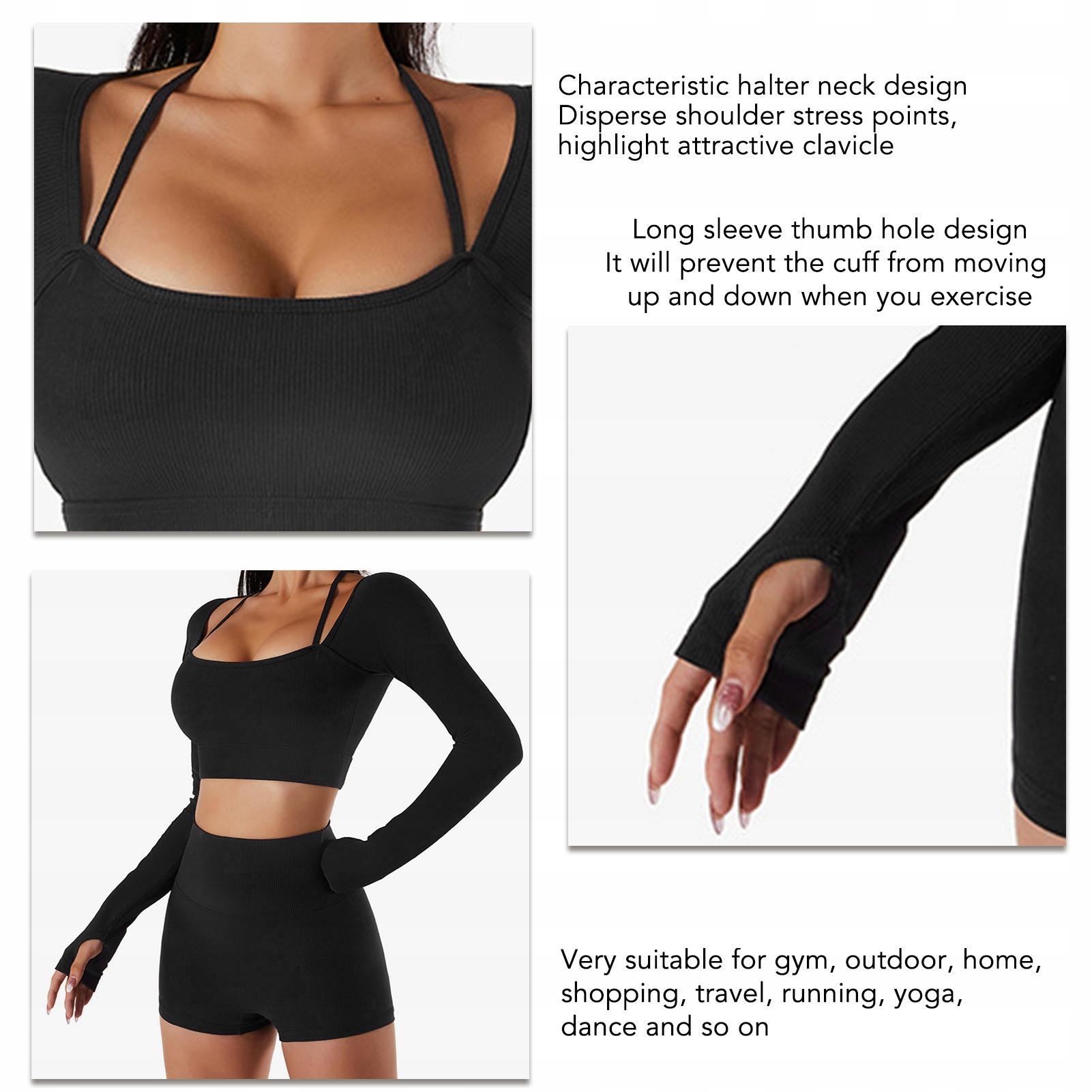 BLUZKA KOSZULKA DAMSKA SPORTOWA DŁUGI RĘKAW XL Kolor dodatkowy czarny