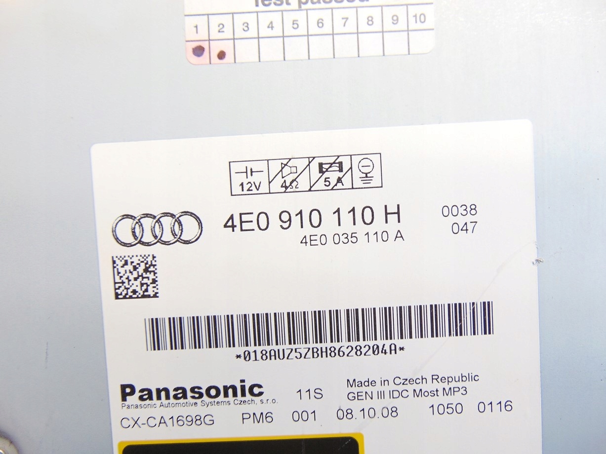 ZMIENIARKA PŁYT CD AUDI A6 C6 LIFT 04-11 4E0910110H CD Producent części Audi OE